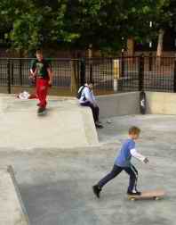 Skaters in a skate park