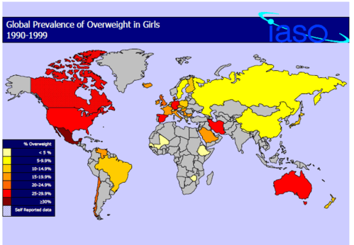 Obesity map 2 world obesity rates for girls 1990-2000