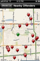 iphone screenshot of map showing seex offenders