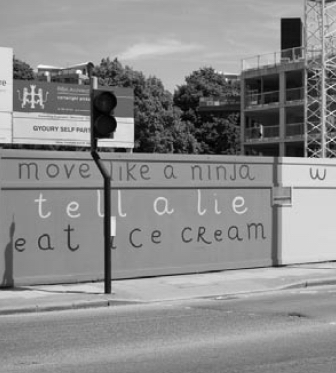 Hoarding outside Charlie Chaplin adventure playground