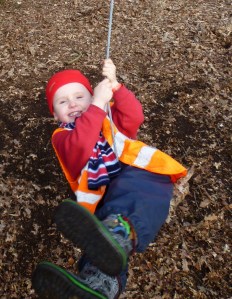 4-year-old boy on a rope swing