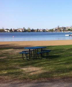 Recreational lake in outer suburban residential area