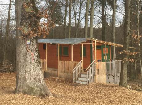 Forest kindergarten building in the Black Forest near Freiburg