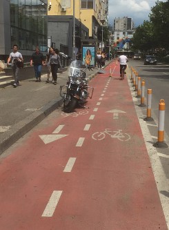 Tirana blocked cycle lane