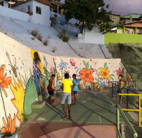 Small terraced painted football area, Burity neighbourhood, Recife